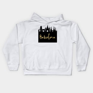 BARCELONA SPAIN DESIGNER SILHOUETTE SKYLINE ART Kids Hoodie